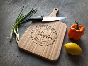 Large Dark Bamboo Cutting Board with Handle