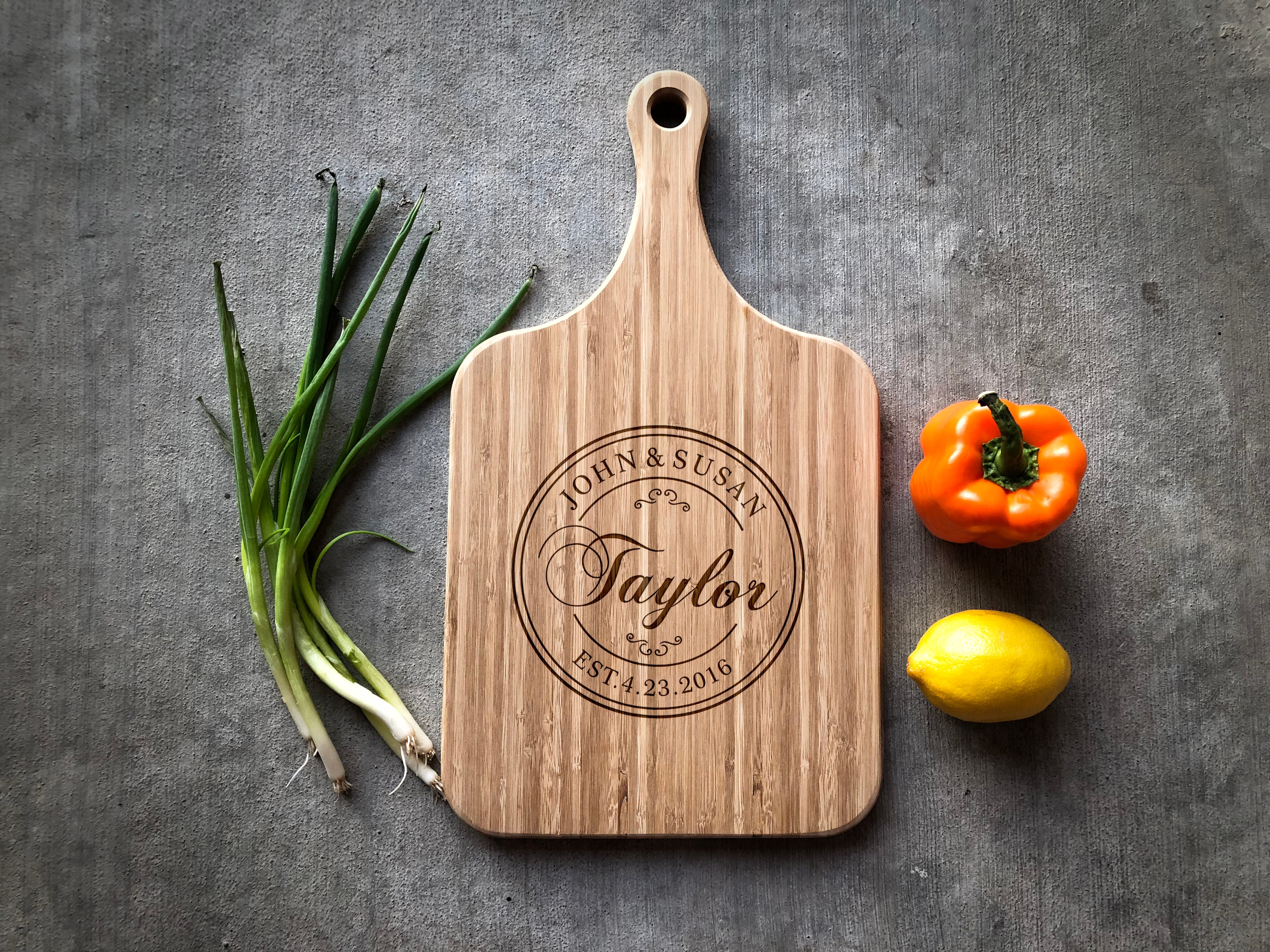 Large Dark Bamboo Cutting Board with Handle